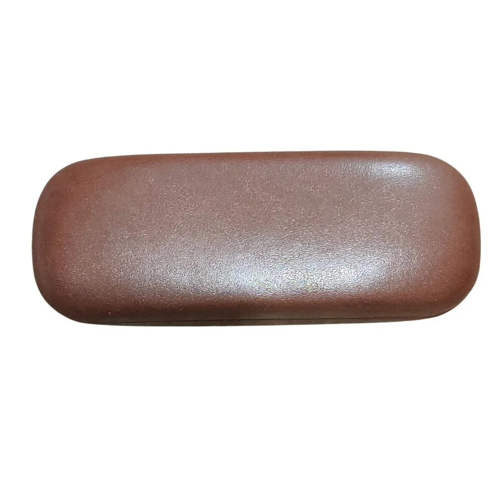 Brown Eyeglass Case Structured Clamshell Hard Shell Glasses Protective Storage